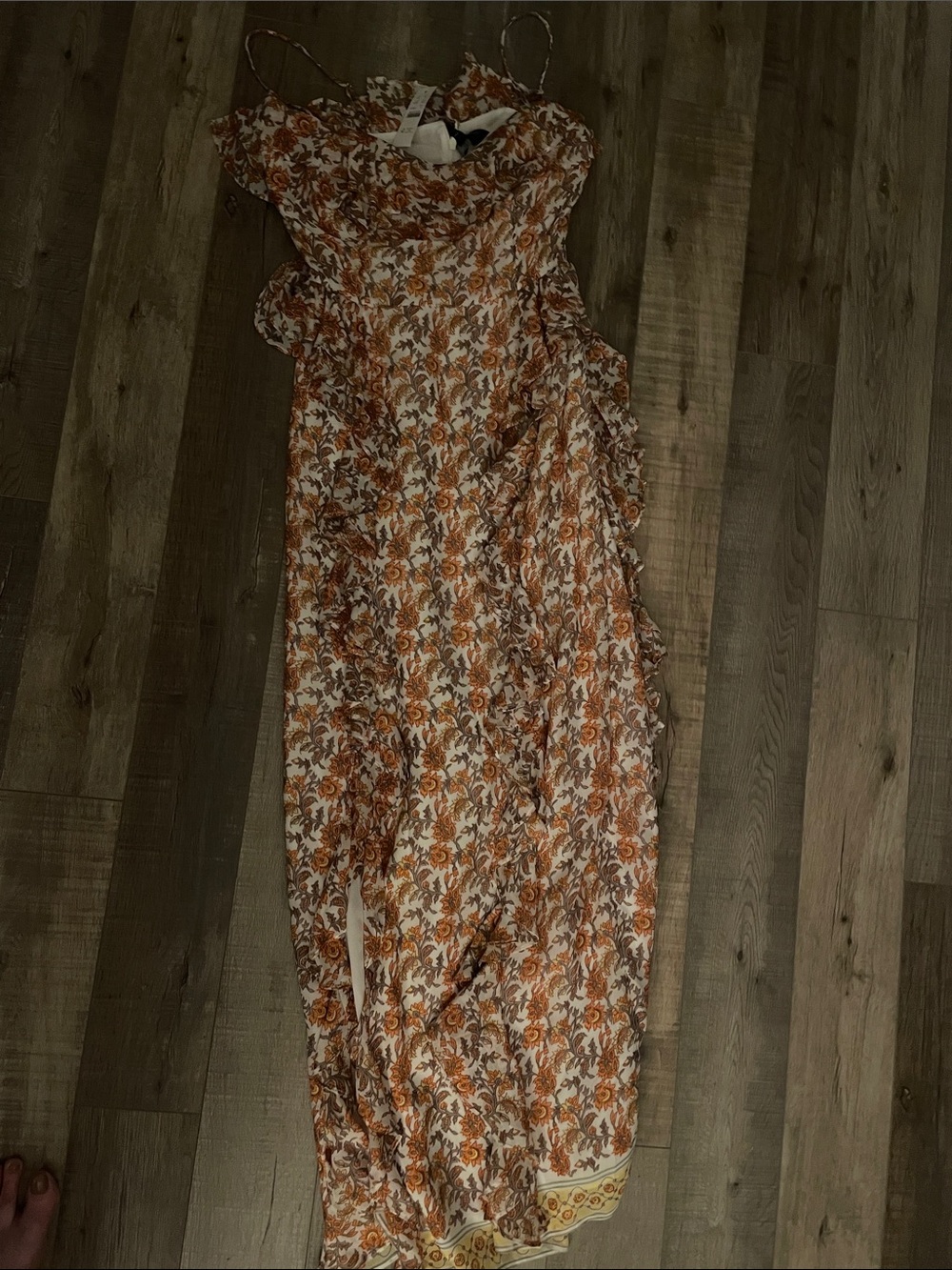 J. Crew Orange and Cream Floral Sundress